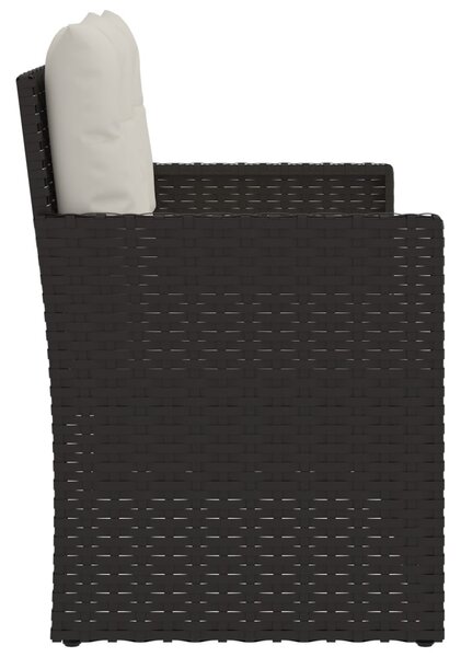 Fekete polyrattan kerti pad párnákkal 105 cm