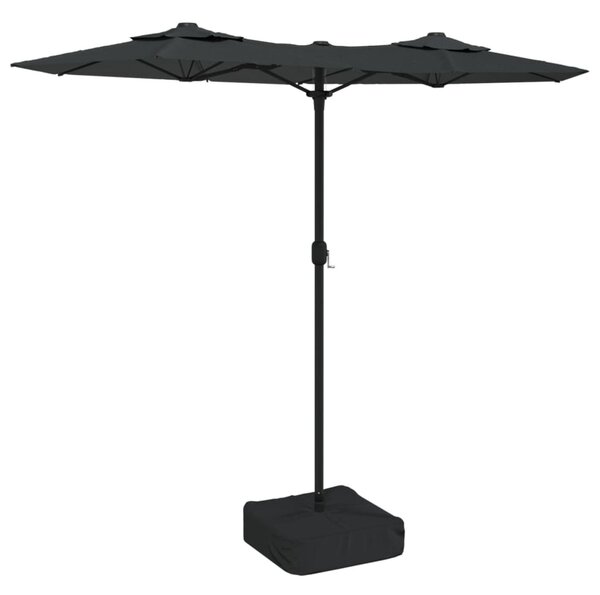 Antracitszürke dupla tetős LED-es napernyő 316x145 cm