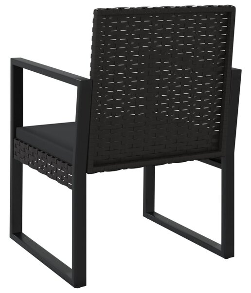 Fekete polyrattan kerti fotel párnával