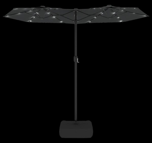 Antracitszürke dupla tetős LED-es napernyő 316x145 cm