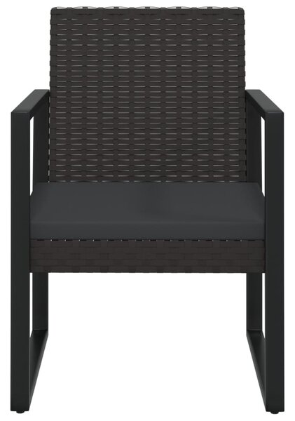 Fekete polyrattan kerti fotel párnával