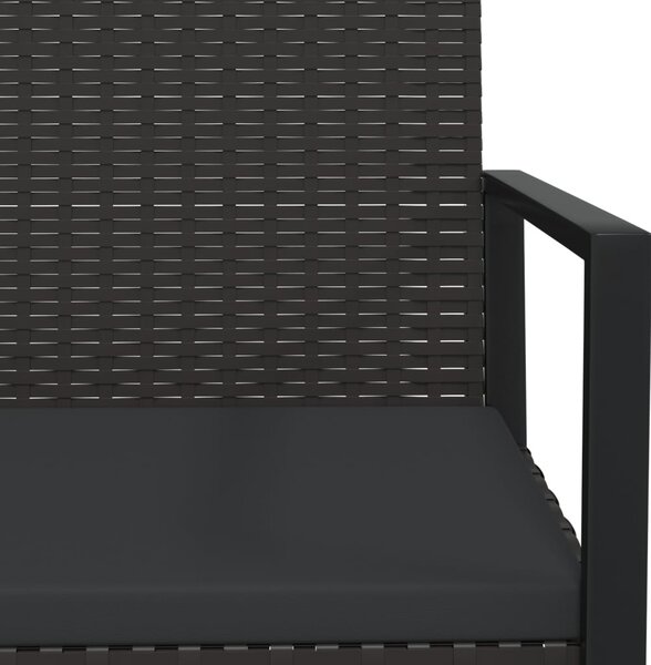 Fekete polyrattan kerti fotel párnával