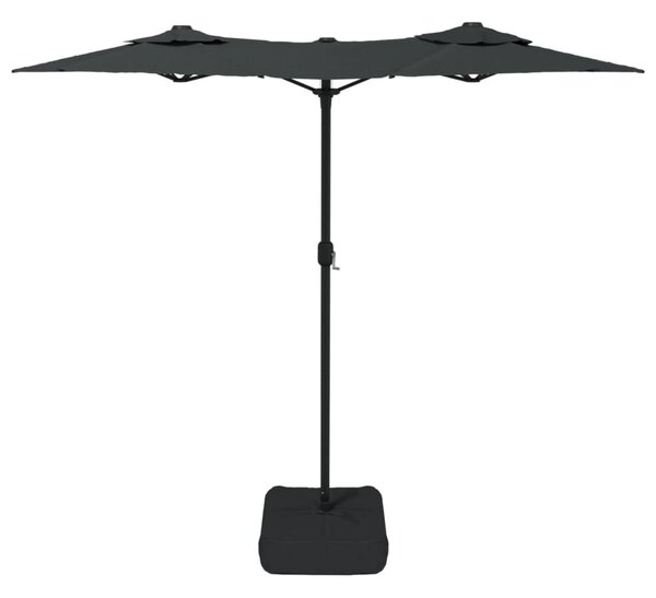 Antracitszürke dupla tetős LED-es napernyő 316x145 cm