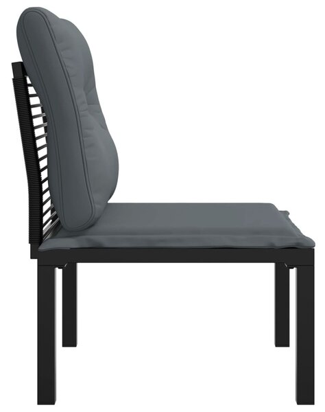 Fekete-szürke polyrattan kerti szék párnákkal