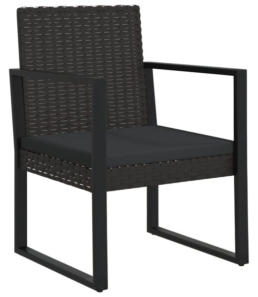 Fekete polyrattan kerti fotel párnával