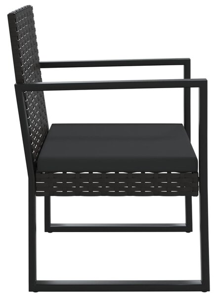 Fekete polyrattan kerti fotel párnával
