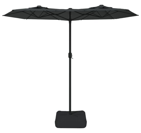 Antracitszürke dupla tetős LED-es napernyő 316x145 cm