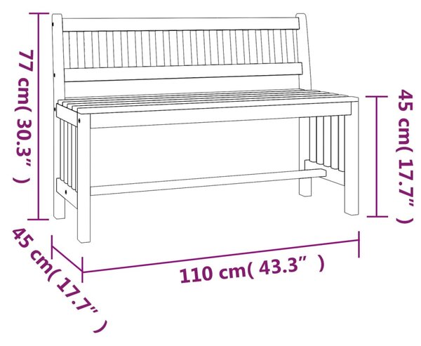 Tömör eukaliptuszfa kerti pad 110 cm