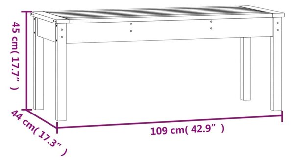 Szürke tömör fenyőfa kerti pad 109x44x45 cm