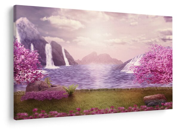 Rózsaszín fák képe fóval (90x60 cm)