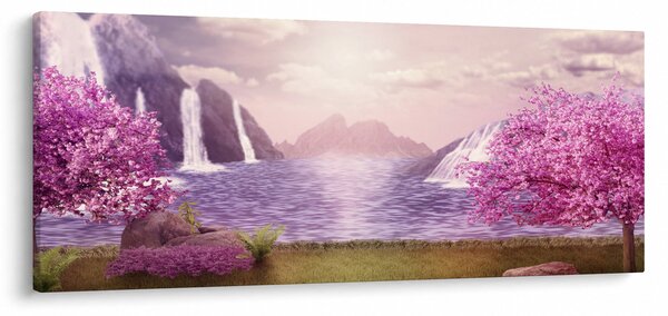 Rózsaszín fák képe fóval (120x50 cm)