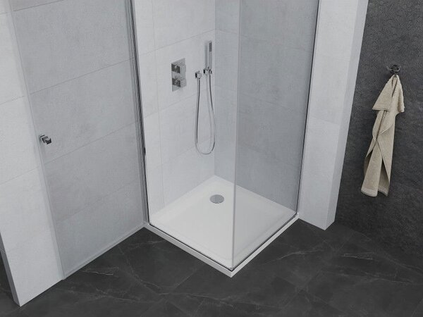 Mexen Pretoria zuhanykabin nyíló 70 x 70 cm, átlátszó, króm + Flat zuhanytálca - 852-070-070-01-00-4010