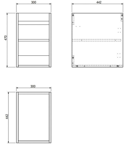 Mexen Box-A mosdószekrény korpusz, 30 cm, fényes fehér - 91AX1-0300-470-1-00