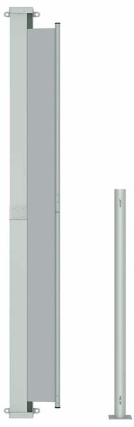 Szürke behúzható oldalsó terasznapellenző 180 x 500 cm