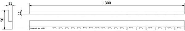 Mexen Line-B elülső zuhanytálca szegély 130 cm, inox - 181003130U
