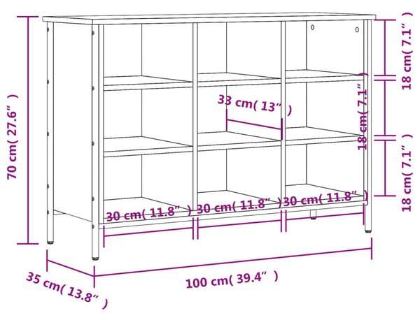 Barna tölgyszínű szerelt fa cipősszekrény 100x35x70 cm