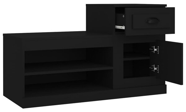 Fekete szerelt fa cipősszekrény 100x42x60 cm