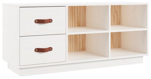 Fehér tömör fenyőfa cipőtároló pad 100 x 34 x 45 cm