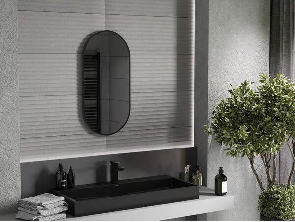 Mexen Loft ovális fürdőszobai tükör 80 x 40 cm, fekete keret - 9851-080-040-000-70