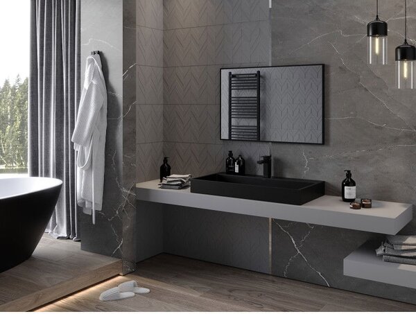 Mexen Loft téglalap alakú fürdőszobai tükör 90 x 60 cm, fekete keret - 9852-090-060-000-70
