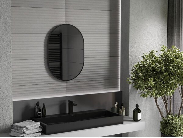 Mexen Loft ovális fürdőszobai tükör 70 x 50 cm, fekete keret - 9851-070-050-000-70