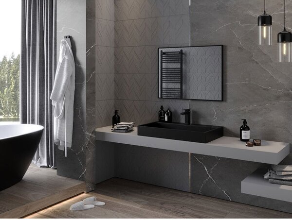 Mexen Loft téglalap alakú fürdőszobai tükör 80 x 60 cm, fekete keret - 9852-080-060-000-70