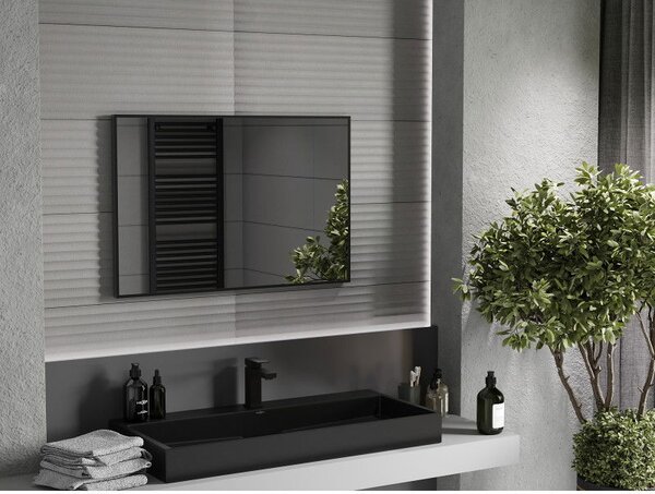 Mexen Loft téglalap alakú fürdőszobai tükör 90 x 60 cm, fekete keret - 9852-090-060-000-70