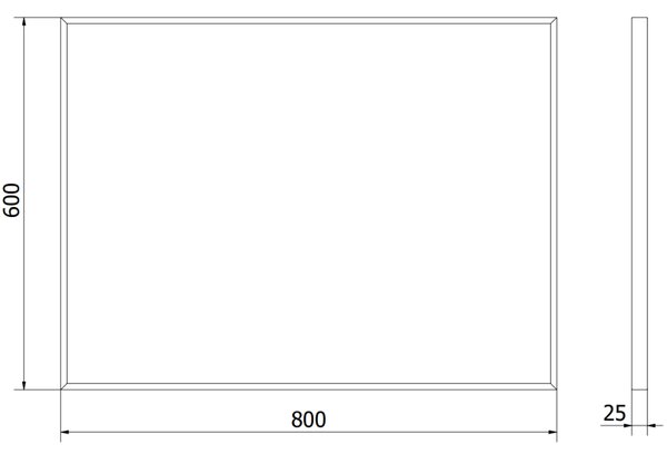 Mexen Loft téglalap alakú fürdőszobai tükör 80 x 60 cm, fekete keret - 9852-080-060-000-70