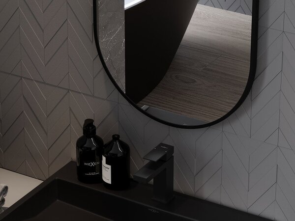 Mexen Loft ovális fürdőszobai tükör 70 x 50 cm, fekete keret - 9851-070-050-000-70