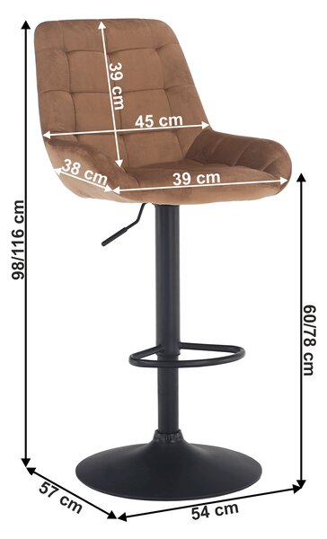 KONDELA Bárszék, barna Velvet anyag, CHIRO NEW