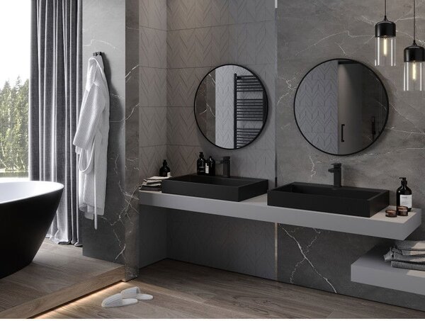 Mexen Loft kerek fürdőszobai tükör 70 cm, fekete keret - 9850-070-070-000-70