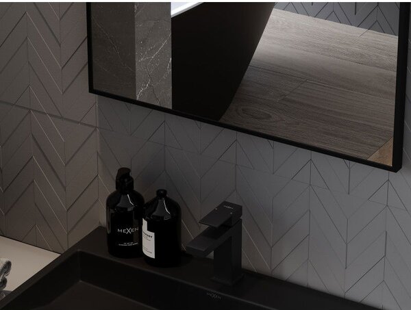 Mexen Loft téglalap alakú fürdőszobai tükör 80 x 60 cm, fekete keret - 9852-080-060-000-70