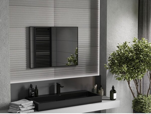 Mexen Loft téglalap alakú fürdőszobai tükör 80 x 60 cm, fekete keret - 9852-080-060-000-70