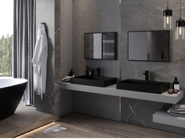 Mexen Loft téglalap alakú fürdőszobai tükör 70 x 50 cm, fekete keret - 9852-070-050-000-70