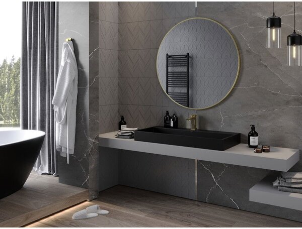 Mexen Loft kerek fürdőszobai tükör 100 cm, arany keret - 9850-100-100-000-50