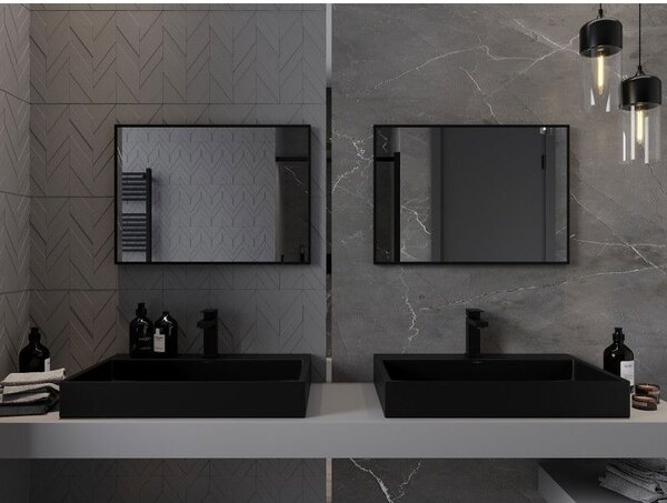 Mexen Loft téglalap alakú fürdőszobai tükör 70 x 50 cm, fekete keret - 9852-070-050-000-70