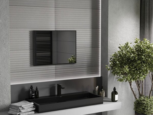 Mexen Loft téglalap alakú fürdőszobai tükör 70 x 50 cm, fekete keret - 9852-070-050-000-70