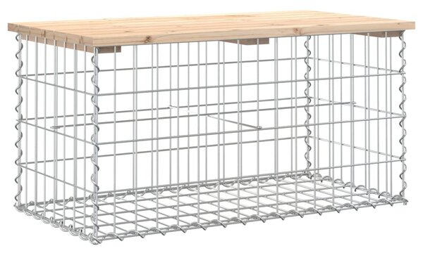 Tömör fenyőfa gabion kerti pad 83x44x42 cm