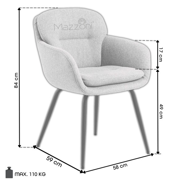 MAZZONI EXPORT GEORGIA Beige Latte (Monza 60 szövet) - MODERN KÁRPITOZOTT BOUCLÉ SZÉK NAPPALIBA/ÉTKEZŐBE/LOFT IRODÁBA