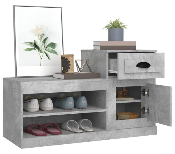 Betonszürke szerelt fa cipőszekrény 100 x 42 x 60 cm
