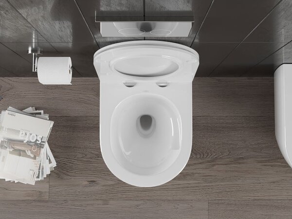 Mexen Carmen perem nélküli Rimless Tornado WC csésze lassan záródó slim duroplast ülőkével, fényes fehér - 30880500T