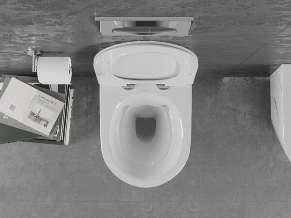 Mexen Lena perem nélküli WC-csésze lassan csukódó, vékony ülőkével, duroplast, fehér kő - 30224092