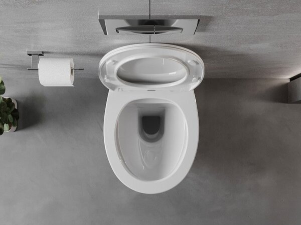 Mexen Egg perem nélküli WC-csésze lassan csukódó, vékony duroplast tetővel, fényes fehér - 30245000