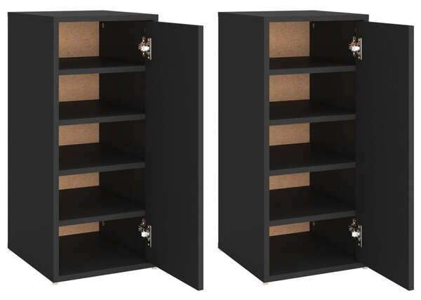 2 db fekete forgácslap cipősszekrény 32 x 35 x 70 cm