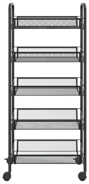 5 szintes fekete vas konyhai kerekes kocsi 46 x 26 x 105 cm