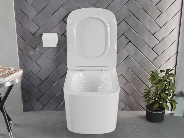 Mexen Vivo felakasztható Rimless Tornado WC perem nélküli, lassan leereszkedő duroplast ülőkével, fényes fehér - 30610200T