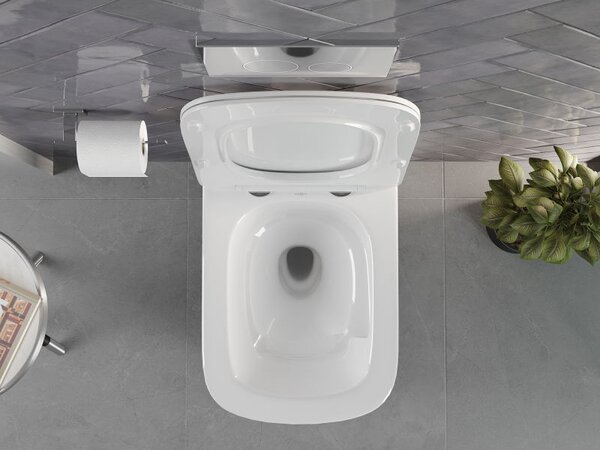 Mexen Vivo felakasztható Rimless Tornado WC perem nélküli, lassan leereszkedő duroplast ülőkével, fényes fehér - 30610200T
