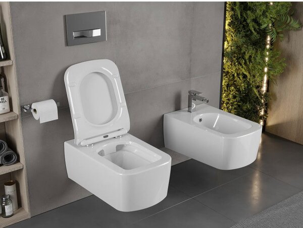 Mexen York Rimless WC csésze slim lassan záródó duroplast ülőkével, fényes fehér - 30114000
