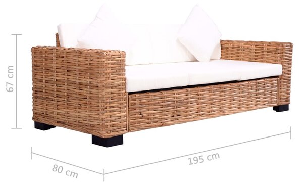 3-személyes természetes rattan kanapé