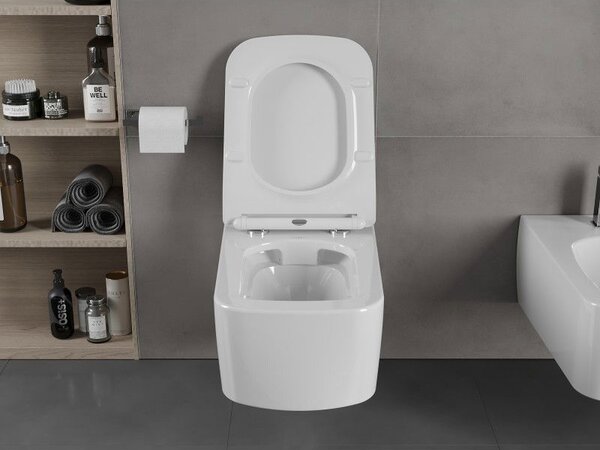 Mexen York Rimless WC csésze slim lassan záródó duroplast ülőkével, fényes fehér - 30114000